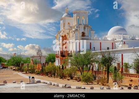 Tucson, Arizona, USA à Historique Mission San Xavier del Bac. Banque D'Images