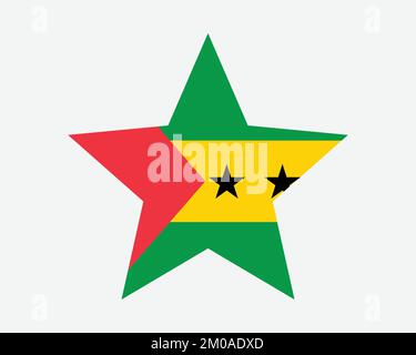 São Tomé e Príncipe Star Flag. Drapeau en forme d'étoile Sao Tomé-et-principe. Pays symbole symbole bannière nationale Illustration graphique vectorielle à plat Illustration de Vecteur
