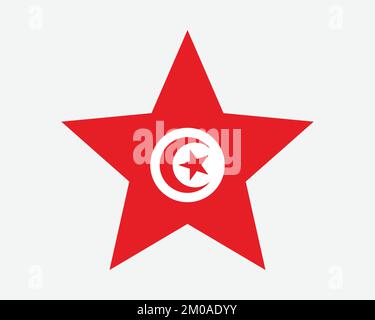 Drapeau étoile de Tunisie. Drapeau tunisien en forme d'étoile. République de Tunisie pays bannière nationale icône symbole maquette vectorielle plate Illustration graphique Illustration de Vecteur