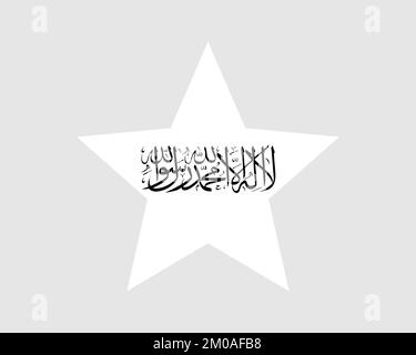 Drapeau étoile de l'Afghanistan. Drapeau en forme d'étoile afghane. Taliban Islamic Emirat of Afghanistan pays bannière nationale icône symbole Vector 2D Flat Artwork Graph Illustration de Vecteur