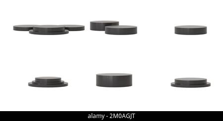monter le podium des 3d cylindres. scène avec podium et podium, présentation de produit maquette de cylindre blanc, rendu 3d. support pour vitrine, socle, cosme Banque D'Images