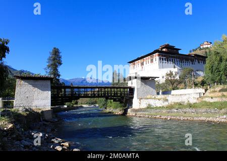 Le monastère bouddhiste Rinpung Dzong dans la ville de Paro, au Bhoutan Banque D'Images