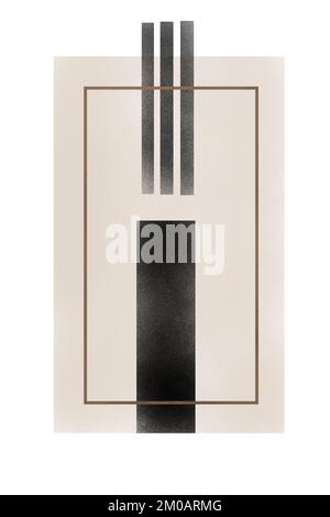Formes géométriques noir et beige Grunge motif lignes modernes minimalistes. Style de ligne simple. Décoration décorative de maison d'art mural abstrait. Affiches murales élégantes. Banque D'Images
