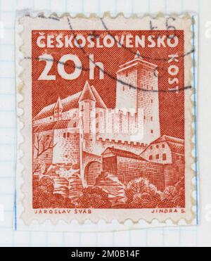 Photo d'un timbre-poste de la Tchécoslovaquie Kost Castle Castles série 1960 Banque D'Images