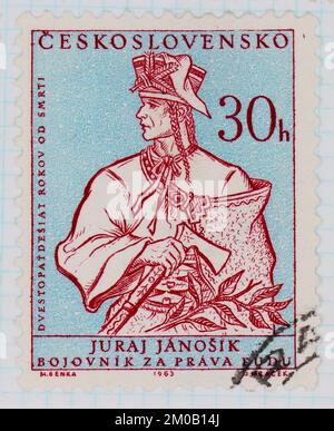 Photo d'un timbre-poste de la Tchécoslovaquie Juraj Jánošík série événements et célébrités culturelles 1963 Banque D'Images