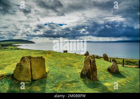 L'image est du site de sépulture en bronze du cercle de pierres Auchagallon, qui aurait environ 5000 ans sur l'île d'Arran Banque D'Images