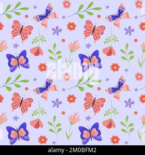 Motif sans couture avec jolis papillons Illustration de Vecteur