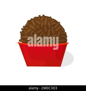 Vecteur traditionnel brésilien Brigadeiro. Brigadier mignon. Bonbons au chocolat de style dessin animé sur blanc Illustration de Vecteur