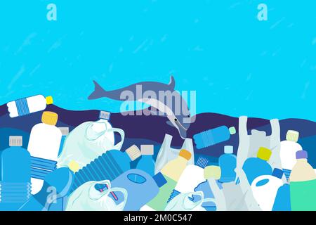 Illustration créative de la pollution plastique dans les océans Banque D'Images