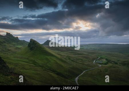 Quiraing le matin, île de Skye, Écosse Banque D'Images