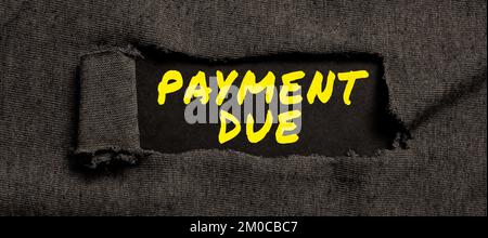 Écriture affichant le texte paiement dû. Mot écrit à la date à laquelle le paiement doit être reçu par la société Banque D'Images