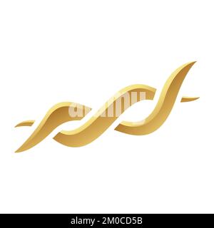 Icône Golden Abstract DNA Helix sur fond blanc Illustration de Vecteur