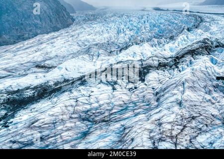 Vue aérienne du glacier Mendenhall près de Juneau, Alaska Banque D'Images
