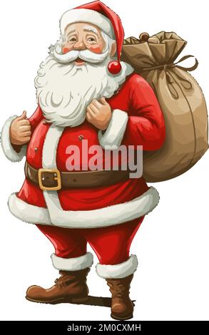 Une verticale de drôle de personnage du Père Noël sur fond blanc Illustration de Vecteur