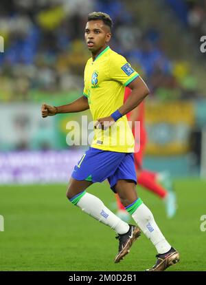 Rodrygo au Brésil lors du match de la coupe du monde de la FIFA, Round of Sixteen, au stade 974 de Doha, au Qatar. Date de la photo: Lundi 5 décembre 2022. Banque D'Images