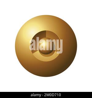 Sphères brillantes dorées sur fond blanc Illustration de Vecteur