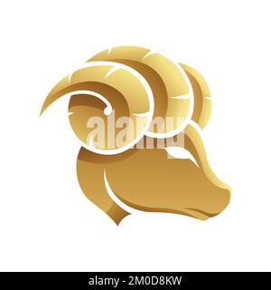 Le Zodiac doré affiche les Bélier sur un fond blanc Illustration de Vecteur
