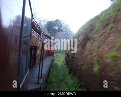 Des trajets en train pour le pays de Hill, Nuwara Eliya, Sri Lanka. Banque D'Images