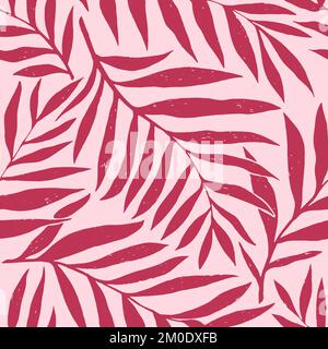 Viva Magenta lisse motif vectoriel paume feuilles de cypsis. Dypsis lutescens couleur sans couture de motif de l'année 2023. Illustration de Vecteur