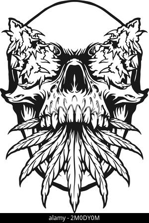 Stoner Skull Marijuana illustrations vectorielles Silhouette pour votre logo de travail, t-shirt de marchandise, autocollants et dessins d'étiquettes, affiche, cartes de vœux Illustration de Vecteur