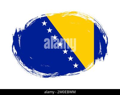 Drapeau de Bosnie-herzégovine en fond de pinceau à contour arrondi Banque D'Images