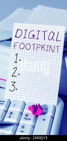 Texte d'écriture empreinte numérique. Le mot écrit sur utilise la technologie numérique pour faire fonctionner le processus de fabrication Banque D'Images