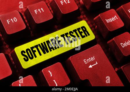 Testeur de logiciel d'écriture manuscrite. Mot écrit sur mis en œuvre pour protéger les logiciels contre les attaques malveillantes Banque D'Images