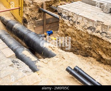 Pose d'un site de construction de gazoduc Banque D'Images