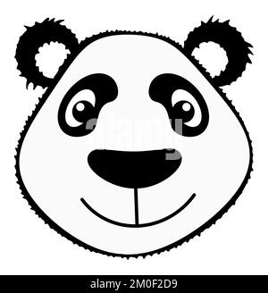 Panda face simple Clipart isolé Banque D'Images