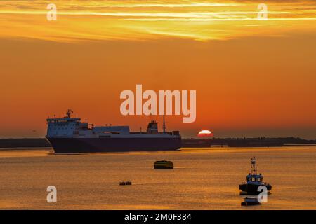 Lever de soleil sur la Tamise à Gravesend Banque D'Images