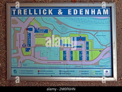 Trellick & Edenham, carte du domaine, Golborne Road, Cheltenham Estate, RBKC, Londres, ANGLETERRE, ROYAUME-UNI, W10 5PB Banque D'Images