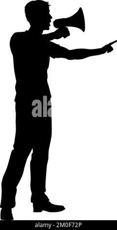 Manifestation Rallye March Megaphone Silhouette Person Illustration de Vecteur