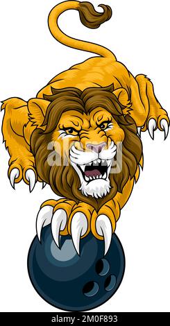 Lion Bowling ball Animal Sports Team Mascot Illustration de Vecteur