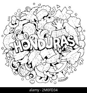 Illustration de la bande dessinée du Honduras. Design amusant Illustration de Vecteur