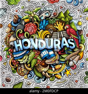 Illustration de la bande dessinée du Honduras. Design amusant Illustration de Vecteur