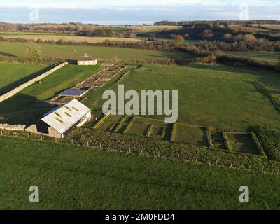 Ruines romaines de la villa de Leigh Nord. Stonesfeild. Oxfordshire. Angleterre. ROYAUME-UNI Banque D'Images