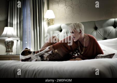 L'actrice danoise Brigitte Nielsen vit à Hollywood Hillls avec son mari de 15 ans plus jeune, Mattia Dessi, et leurs deux chiens Tootsie et Joker. Elle se produit toujours dans des émissions de réalité et de télévision, et vient de commencer comme chroniqueur-conseil pour le journal danois Ekstra Bladet. PHOTOGRAPHE BENJAMIN KÃŒRSTEN / POLFOTO Banque D'Images