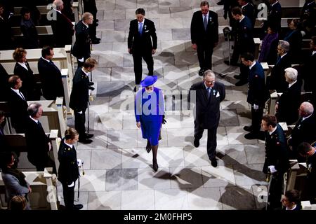 La famille royale danoise participe à un service religieux de célébration à l'église du Palais Christiansborg, dimanche 15 janvier. En relation avec le 40th de la reine Margrethe. Jubilé. (Unger Anthon/POLFOTO) Banque D'Images