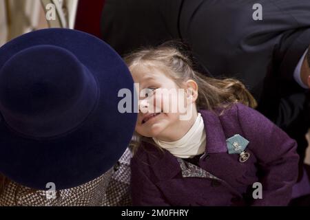 La famille royale danoise participe à un service religieux de célébration à l'église du Palais Christiansborg, dimanche 15 janvier. En relation avec le 40th de la reine Margrethe. Jubilé. Princesse Isabella. (Unger Anthon/POLFOTO) Banque D'Images