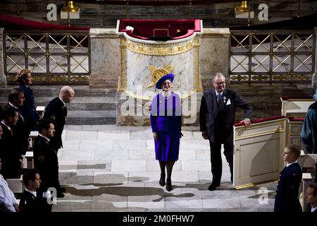 La famille royale danoise participe à un service religieux de célébration à l'église du Palais Christiansborg, dimanche 15 janvier. En relation avec le 40th de la reine Margrethe. Jubilé. (Unger Anthon/POLFOTO) Banque D'Images