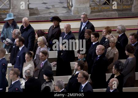 La famille royale danoise participe à un service religieux de célébration à l'église du Palais Christiansborg, dimanche 15 janvier. En relation avec le 40th de la reine Margrethe. Jubilé. (Unger Anthon/POLFOTO) Banque D'Images