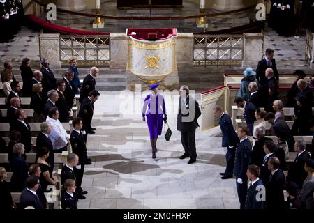 La famille royale danoise participe à un service religieux de célébration à l'église du Palais Christiansborg, dimanche 15 janvier. En relation avec le 40th de la reine Margrethe. Jubilé. (Unger Anthon/POLFOTO) Banque D'Images