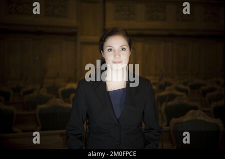 Maja Panduro - députée pour les sociaux-démocrates. (S), politicien, Socialdemokrat, dans l'opposition, Parlement, Le Folketing, le château, le jeune homme politique, femme politique, nouveau au Parlement. Les photos sont faites au Parlement Banque D'Images