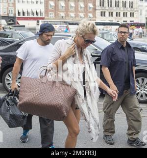 Pamela Anderson et son ancien mari Rick Salomon sont vus à Copenhague, au Danemark. Banque D'Images