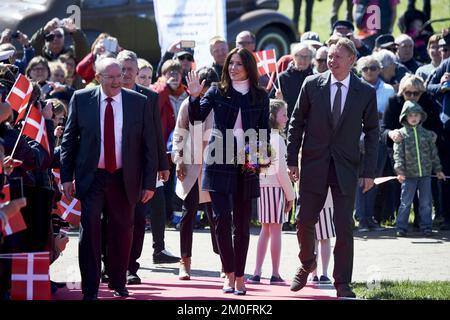 Crown Princess Mary ouvre la nouvelle attraction « Bridge Walking » sur Little Belt Bridge (Lillebaeltsbroen) à Middelfart, Danemark. Banque D'Images