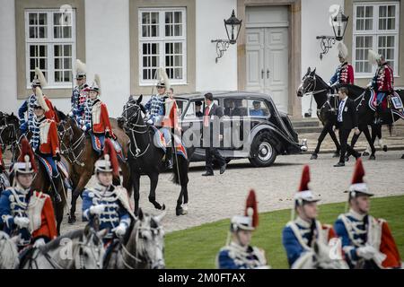 Le Prince Consort Henrik, la Reine Margrethe, a accueilli Enrique Pena Nieto et Angelica Rivera lors de la visite d'État du Président mexicain au Danemark. Banque D'Images