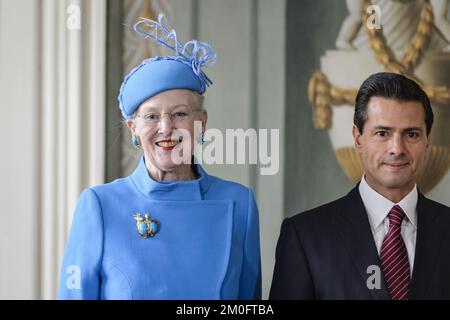 La reine Margrethe a accueilli Enrique Pena Nieto lors de la visite d'État du Président mexicain au Danemark. Banque D'Images