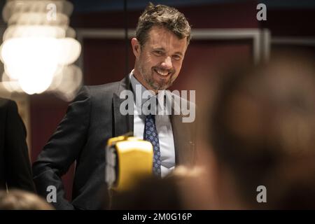 Le Prince héritier Frederik lors d'une visite guidée de l'exposition inspirée des Jeux Olympiques, « Lad Legene Begynde » (Laissez les Jeux commencer) au Centre scientifique Experimentarium. Jeudi, 23 janvier., 2020. L'exposition a été développée en collaboration avec la Confédération sportive du Danemark (le Comité National Olympique), Team Danmark et Parasport Danmark (photo: Niels Christian Vilmann/Ritzau Scanpix) Banque D'Images