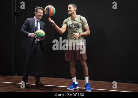 Le Prince héritier Frederik lors d'une visite guidée de l'exposition inspirée des Jeux Olympiques, « Lad Legene Begynde » (Laissez les Jeux commencer) au Centre scientifique Experimentarium. Jeudi, 23 janvier., 2020. L'exposition a été développée en collaboration avec la Confédération sportive du Danemark (le Comité National Olympique), Team Danmark et Parasport Danmark (photo: Niels Christian Vilmann/Ritzau Scanpix) Banque D'Images