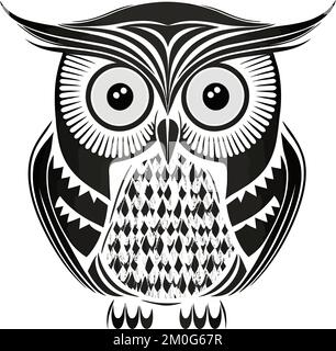 Une vue d'un oiseau hibou fait d'art de ligne détaillé isolé sur un whennbackgroun Illustration de Vecteur